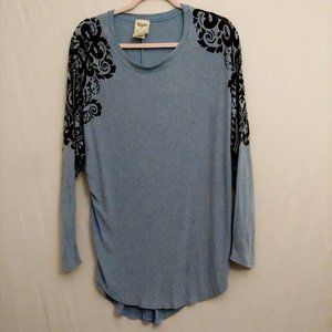 Vocal Light Blue With Black Pattern Detail and Crystals on Shoulders Medium